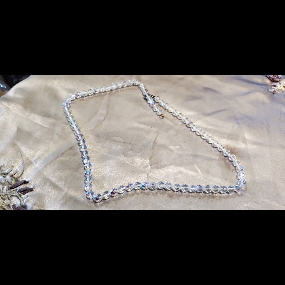 Vintage AB Crystal Bead Necklace 24 inches